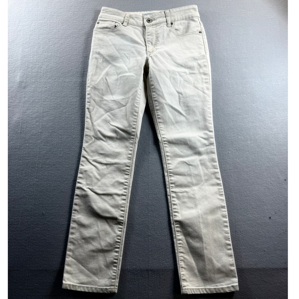 Chico's Platinum Denim Jeans Womens 000 Short Tan So Slimming Straight Leg 28x28